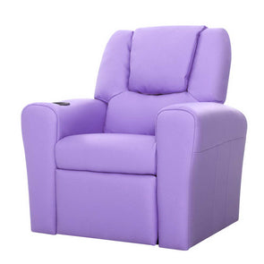 Keezi Luxury Kids Recliner Sofa Children Lounge Chair PU Couch Armchair Purple