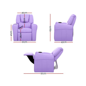 Keezi Luxury Kids Recliner Sofa Children Lounge Chair PU Couch Armchair Purple