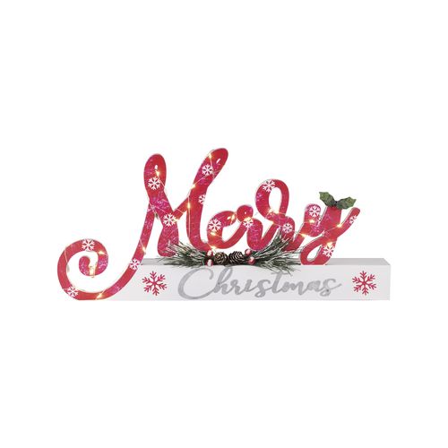 Arlec 45cm Battery Operated LEDs Merry Christmas Table Top Sign