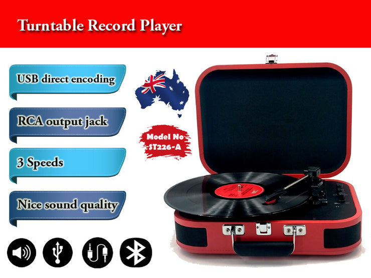 Turntable Record Music Player/3 speeds/RCA output jack/USB direct encoding