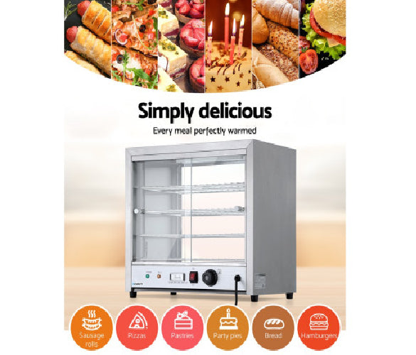 Devanti Commercial Food Warmer Pie Hot Display Showcase Cabinet Stainless Steel - TheITmart