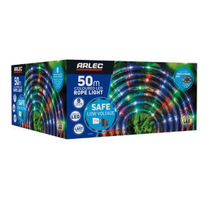 Arlec 50m Low Voltage Multi-Colour 1200 LED Rope Light/8 Functions/Indoor&Outdoor