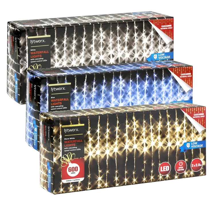 Lytworx Waterfall Lights with Cascading Speed control 600 LEDs Indoor/Outdoor - TheITmart