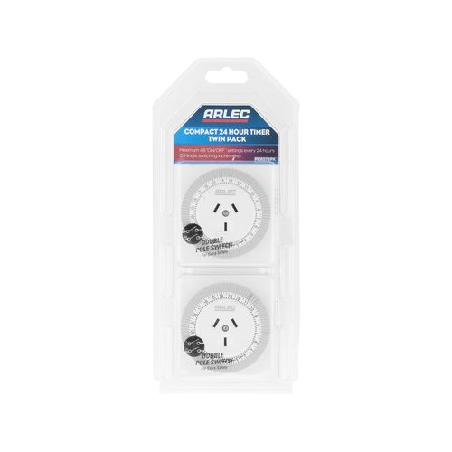 Arlec Compact 24 Hour Timer Twin Pack - PC6272PK