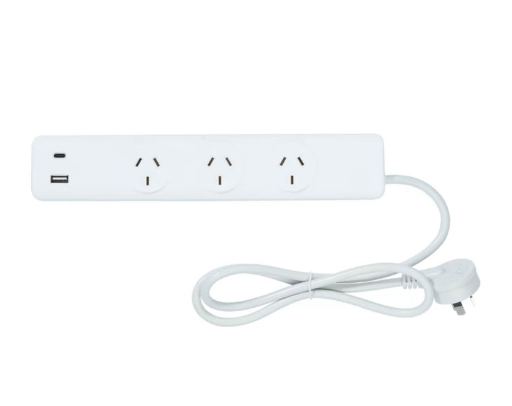 Arlec 3 Outlets 2 USB A&C Powerboard