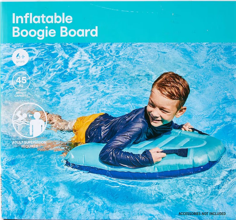 Bogie Inflatable Pool Inflatable 75cm Boogie Board - Blue /Suitable for Ages 6+ Years ...