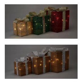 Anko 28 LED Solar Powered 3 Tinsel Wire Presents - 3 Pack/ Assorted*