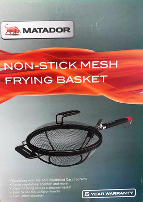 Matador Black Non-Stick Mesh Frying Basket /28cm Dia/Perfect cooking