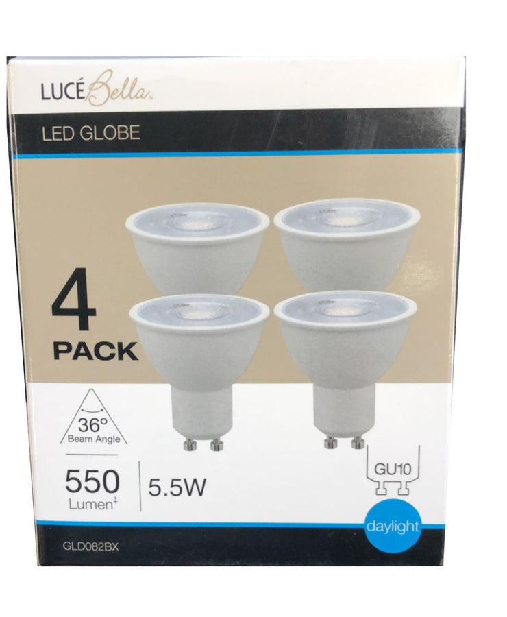 Luce Bella GU10 5.5W / 550 Lumens Daylight LED Globe - 4 Pack