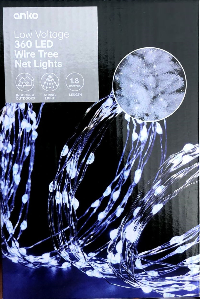 Anko 1.8m Low Voltage 360 LED Wire Tree Net Lights - Cool White – TheITmart