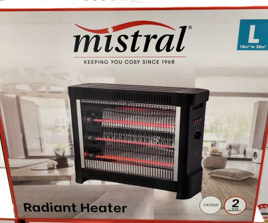 Mistral 2400W Radiant Heater with 3 Heat Settings - Black