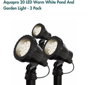 Aquapro 20 Led Warm White Pond And Garden Light -3 Pack