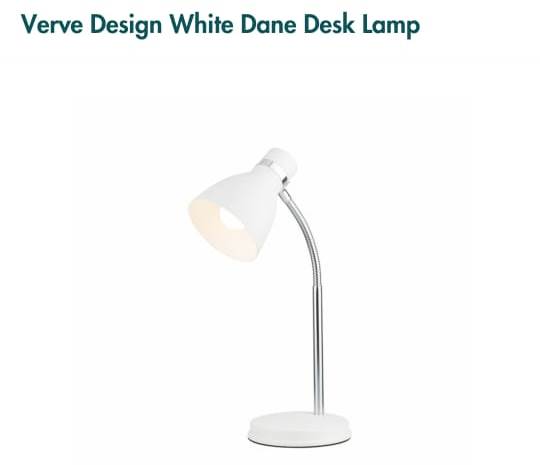 Verve White Dane Desk Lamp - ATL349WH