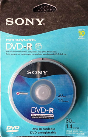 Sony Handycam Camcorder DVD-R 1.4GB 30min- 10 Pack/ Compatible with 8cm DVD-R