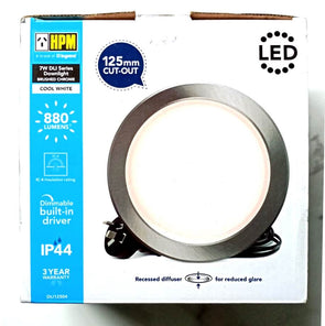 HPM DLI12504 7W DLI Cool White LED downlight with Brushed Chrome Finish