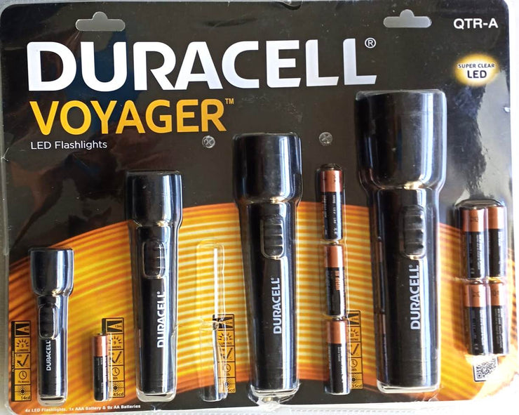 Duracell QTR-A Voyager LED Flashlight Torch LED - 4 Pack/Batteries included