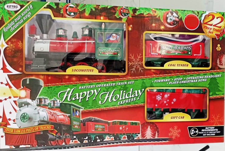 Battery Operated Happy Holiday Express 22 Pieces Train Set