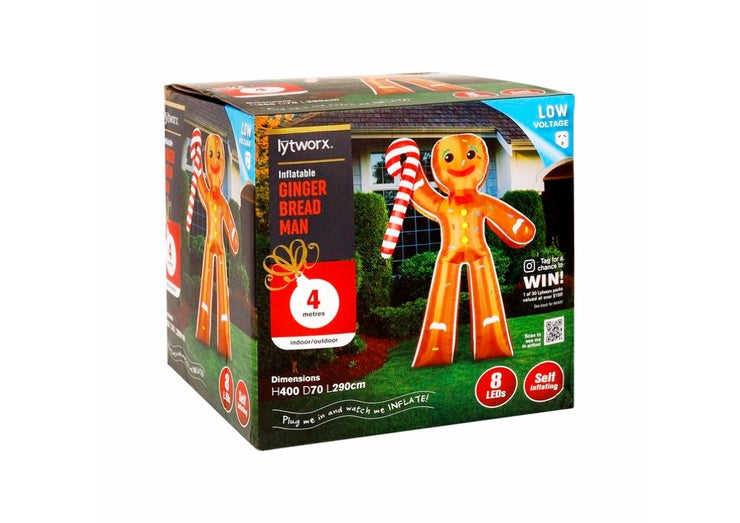 Lytworx 4m Inflatable Gingerbread Man/Suitable indoor/outdoor