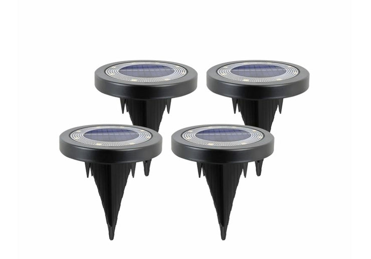 Luxzone 25 Lumens Black Solar Disc Lights - 4 Pack