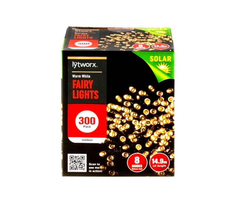 Lytworx 300 LED Warm White Solar Fairy Lights