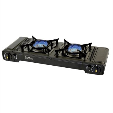 Gasmate Black Portable Dual Burner BBQ Butane Stove