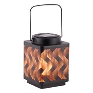 Arlec 15cm LED Diagonal Flame Effect Solar Lantern-Brown