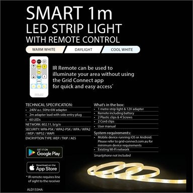 Arlec Grid Connect Smart 1m Cool White & Warm White CCT LED Strip