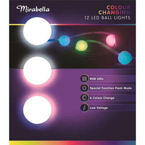 Mirabella RGB Low Voltage 12 Ball String Light - Indoor or Outdoor