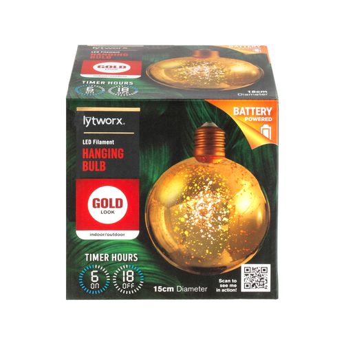 Lytworx 15cm Gold Look Battery Operated Hanging Bulb